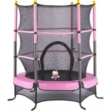 Leyaton Çocuk Trambolini 140 cm Pembe Fileli Güvenlikli Eğlenceli Tasarım