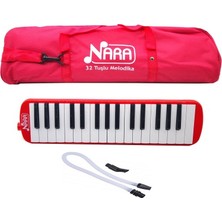 Nara Kırmızı 32 Tuşlu Melodika Çantalı Değişebilir Ağızlıklı ve Üfleme Hortumlu