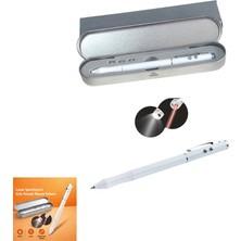 Paras Ticaret Metal Kutulu Kırmızı Lazerli, Beyaz LED Işıklı Pointer Işaretçi Kalemi Metal Tükenmez Kalem