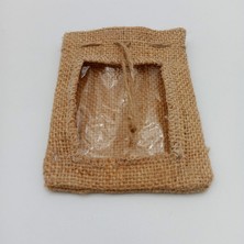İstanbul Sandalet 7 Adet 9 x 12 cm (En x Boy) Şeffaf Yüzlü Pencereli Jut Jüt Hediye Paketleme Torbası Kesesi