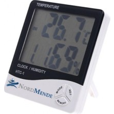 Dijital Termometre Nem Ölçer Saat Alarm Özellikli LCD Ekran Iç Mekan Sıcaklık Göstergesi