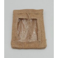 İstanbul Sandalet 20 Adet 9 x 12 cm (En x Boy) Şeffaf Yüzlü Pencereli Jut Jüt Hediye Paketleme Torbası Kesesi