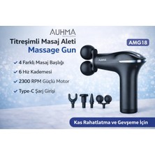 Auhma AMG18 Masaj Ai Titreşimli Massage Gun 6 Kademe 4 Başlıklı Şarjlı Masaj Tabancası