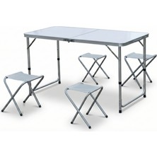Toptan Bulurum Katlanabilir Alüminyum Kamp Masa 4'lü Tabure Seti
