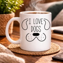 Toptan Bulurum Köpek Severlere Özel “ı Love Dogs” Kupa Model 182– Sevimli Köpek Tasarımlı Porselen Kahve Kupası – Hediyelik Kupa