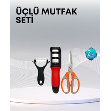Toptan Bulurum Çok Fonksiyonlu Mutfak Makas Seti – 3 Makas, Bileyici ve Soyacak Dahil