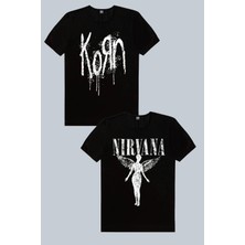 Rock&Roll Korn, Melek Nirvana Siyah 2'li Erkek Tshirt Eko Paket