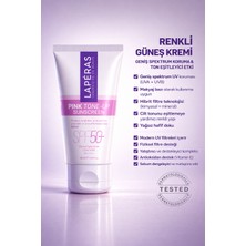 Laperas Aydınlatıcı Ton Eşitleyici Yüksek Koruma Spf 50+ Nemlendirici Makyaj Bazı Pembe Güneş Kremi 50ML