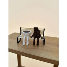 Sevimli Banklı Kahve ve Çikolata Figürü – Masaüstü Dekoru / 3lü Set