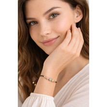 Kutcha Accessories Doğal Taş Detaylı Asansör Kapamalı Ip Bileklik