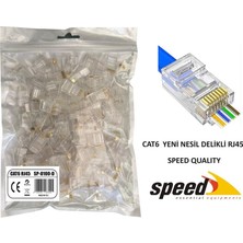 Speed SPU100D Cat6 Yeni Nesil Delikli EZRJ45 Konnektör 100 Adet