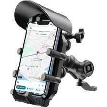 Freedom Storee Ayna Bağlantılı Güneş ve Yağmur Korumalı 360° Derece Ayarlanabilir Motosiklet Telefon Tutucu