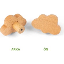 Naturel Dekor Ahşap Bulut Kesim Kulp, Dolap Çekmece Kulpu 1 Adet, Bambu, Hasır, İskandinav, Bohem, Modern