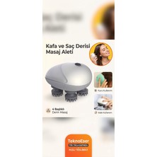 Şarjlı Kafa ve Saç Derisi Masaj Aleti - 4 Başlıklı Islak & Kuru Kullanım Su Geçirmez Masaj Cihazı