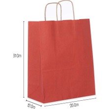 Paketleme Tezgahı 25*31*12 Bordo Kraft Saplı Kağıt Çanta 25 Adet