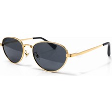 Toz Vintage Omset Siyah Altın Metal Sap Yuvarlak  Unisex UV400 Vintage Retro Güneş Gözlüğü