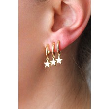 Nenya Vip Çelik Üçlü Görünümlü Sade Yıldız Küpe