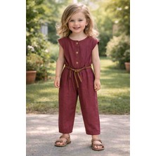 Uçurtma Baby Kids Deco Kemerli Yazlık Kız Çocuk Tulum Mürdüm Rengi