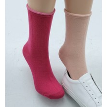 Andino Unisex 4 Çift Toz Pembesi / Pudra Düz Çorap