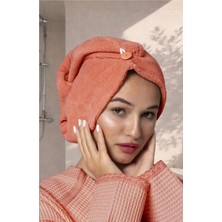 Ellia Soft Zarif Bone Hair Kalın Mikrofiber Saç Kurutma Bonesi Saç Havlusu Saç Kurulama Havlusu Turuncu