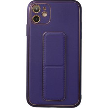 Freedom Storee Apple Iphone 12 Kılıf Coco Deri Standlı Kapak - Mor