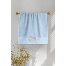 Ellia Soft Pamuk Sarmaşığı %100 Saf Pamuk Serisi, Günlük Kullanım, Çeyizlik Yüz Havlusu 50X100 cm Mavi