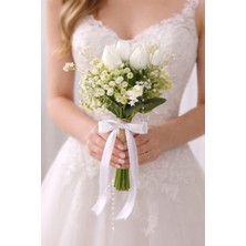 Ceku Home Tasarım 10'lu Lale Gelin Çiçeği, Nişan Çiçeği, Gelin Buketi, Nikah Çiçeği