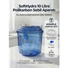 SoftHydra 10 Litre Sebil Üstü Arıtma Aparatı - Şeffaf Mavi Polikarbon Tank - 5m NSF Hortum ve Şamandıra Dahil
