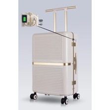 Zeplin Nora PC Policarbon USB & Type-C Şarj Girişli Orta Boy Valiz Bej