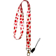 Stormistoretr Çilek Desenli Boyun İpi Telefon Askısı 1 Adet 42 cm Uzunlukta Canlı Renkler