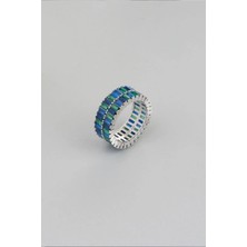 So CHIC Renkli Taşlı 18 Ayar Beyaz Altın Kaplama Gümüş Tamtur Yüzük