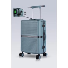 Zeplin Nora PC Policarbon USB & Type-C Şarj Girişli Kabin Boy Valiz Mavi