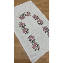 Ayhanhome %100 Pamuk Keten Ekru*pudra Çeyizlik Seccade Kaneviçe Etamin Işleme 70 x 120 cm