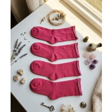 Andino Unisex 4 Çift Toz Pembesi  Düz Çorap