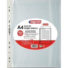 Bigpoint A4 Poşet Dosya 100 Adet Ekonomik Buzlu Şeffaf Malzeme ile Üstten Açık Delikli