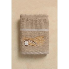 Ellia Soft Afrodisias %100 Pamuk Nakışlı El ve Yüz Havlusu Çeyizlik ve Mutfak Havlusu Buğday 40X70 cm
