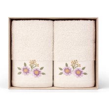 Ellia Soft Florina %100 Pamuk 2’li Mutfak Havlusu Çeyizlik Kutulu Krem 2/30X50 cm