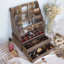 Design Otto Diamond Büyük Organizer Kahverengi Kozmetik Makyaj Takı Kutusu 32x43x20 cm Düzenleyici