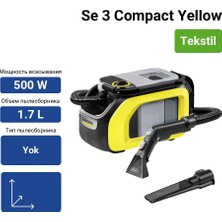 Karcher Kärcher Se 3 Compact Yellow 500 W Yatay Halı Yıkama Makinesi Düşük Nem Kalıntısı ile Profesyonel Temizlik