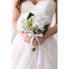Ceku Home Tasarım Beyaz Şakayık ve Şık Çiçekli Gelin Buketi, Nikah Buketi, Gelin Çiçeği, Nikah Çiçeği