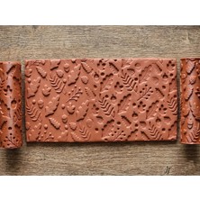 Atölye Dekupaj Model 097- Sonbahar Yaprakları Deboss & Emboss İkili Set - Polimer Kil Seramik Çamuru Doku Oklavası