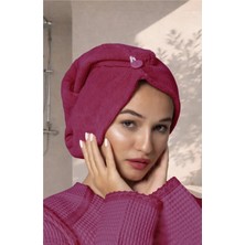 Ellia Soft Zarif Bone Hair Kalın Mikrofiber Saç Kurutma Bonesi Saç Havlusu Saç Kurulama Havlusu Bordo