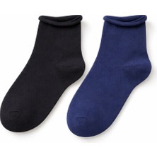 Andino Unisex Pamuklu 4 Çift Siyah / Lacivet Düz Çorap