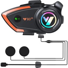 Freedom Storee Yeni Model Y80-2X Motosiklet Intercom 2 Kişilik Bağlantı Rgb Işıklı Bluetooth Kulaklık Seti