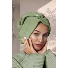 Ellia Soft Zarif Bone Hair Kalın Mikrofiber Saç Kurutma Bonesi Saç Havlusu Saç Kurulama Havlusu Açık Yeşil