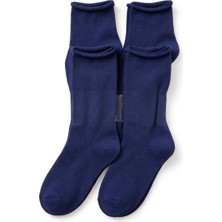 Andino Unisex Pamuklu 4 Çift Siyah / Lacivet Düz Çorap