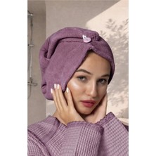 Ellia Soft Zarif Bone Hair Kalın Mikrofiber Saç Kurutma Bonesi Saç Havlusu Saç Kurulama Havlusu Mor
