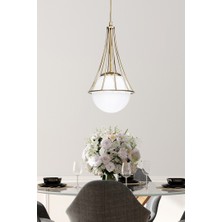 Begüsa Sarmal Tekli Beyaz Glop Cam Avize Modern Tasarım Metal Malzeme ile Şık Aydınlatma