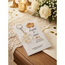 LMS Gift Kişiye Özel 25 Kartlı Epoksi Yonca Anahtarlık - Nikah Nişan Söz Kına Hatırası - %100 El Emeği