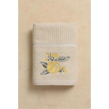 Ellia Soft Afrodisias %100 Pamuk Nakışlı El ve Yüz Havlusu Çeyizlik ve Mutfak Havlusu Limon Nakışlı 40X70 cm
